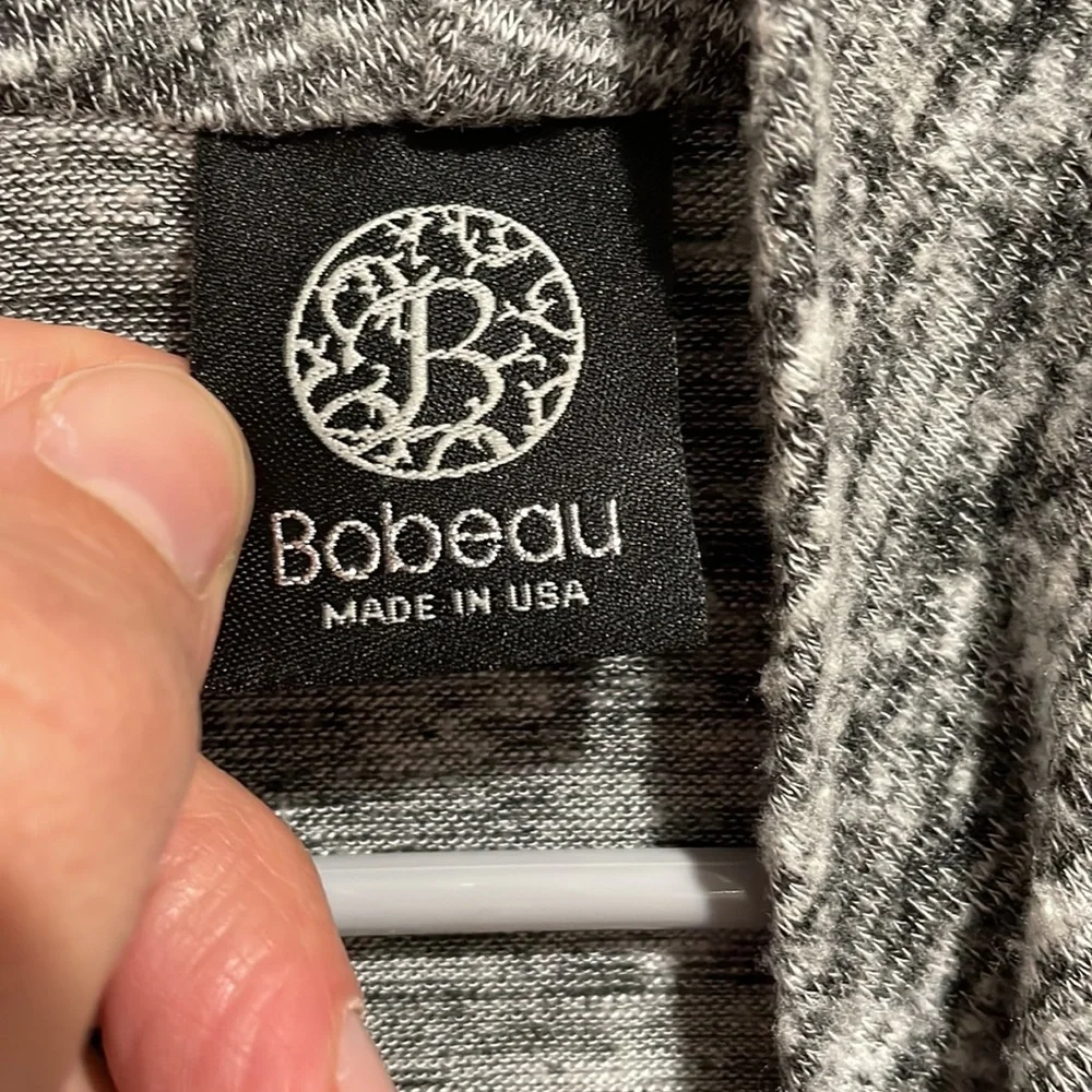 Bobeau One Button Fleece Asymmetrical Wrap Cardigan Gray Sz S - Picture 3 of 6